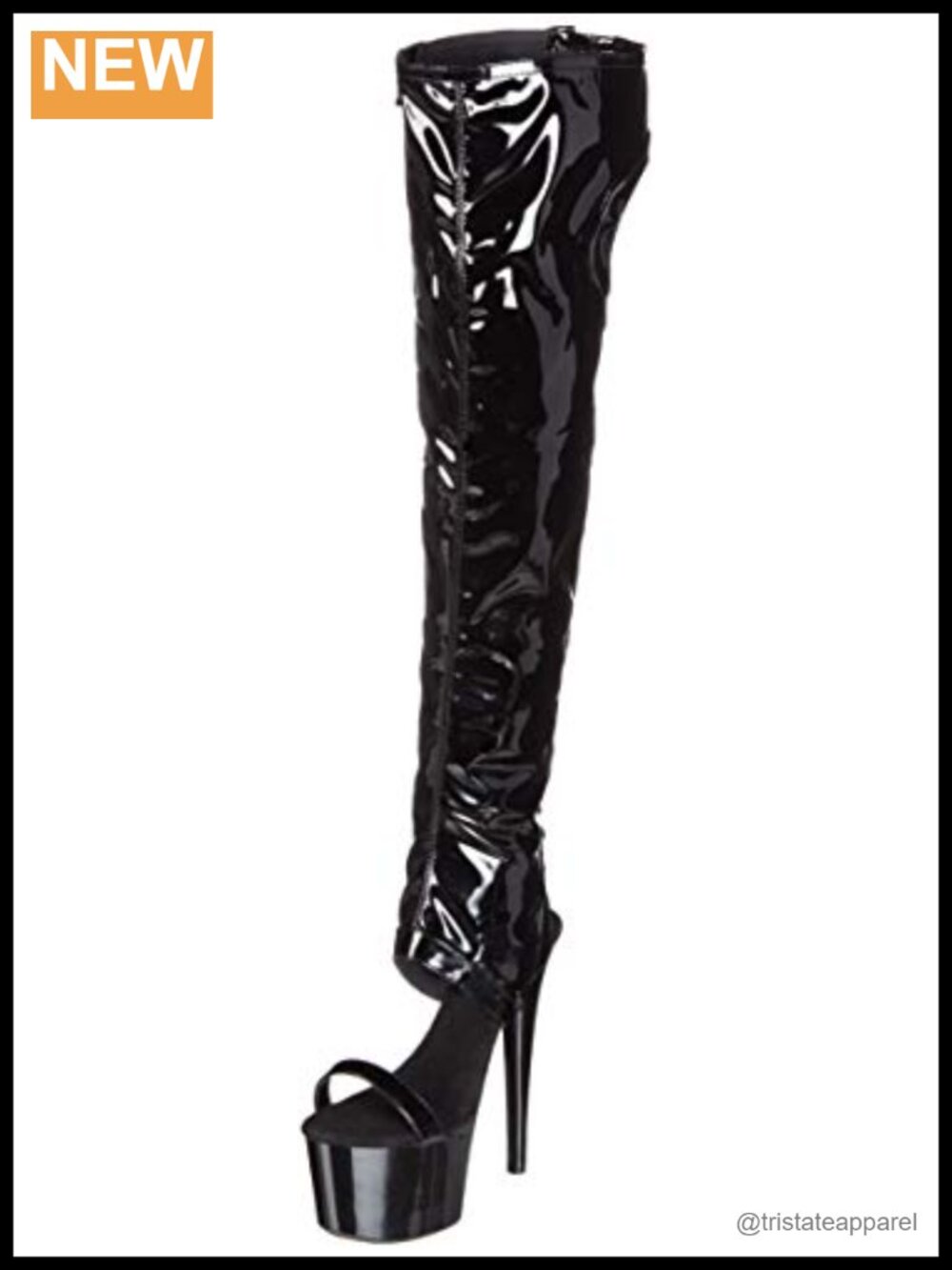 Faux Leather Cut Out Thigh High Platform Boots